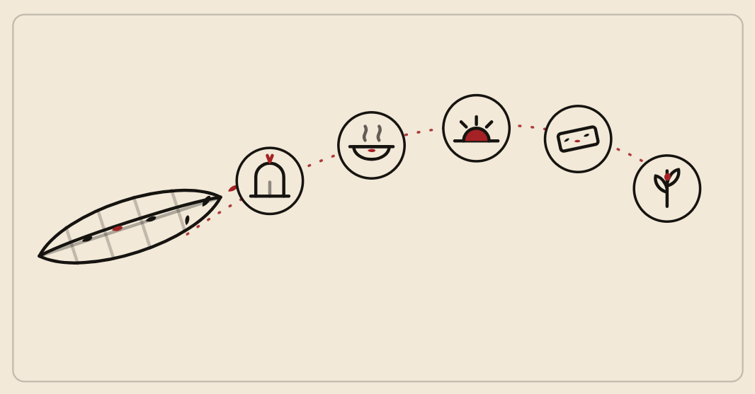 Illustration of a black sesame pod bursting into a journey across cultures