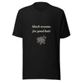 Black Sesame for Good Hair folklore t-shirt with hand-drawn sesame seeds, black